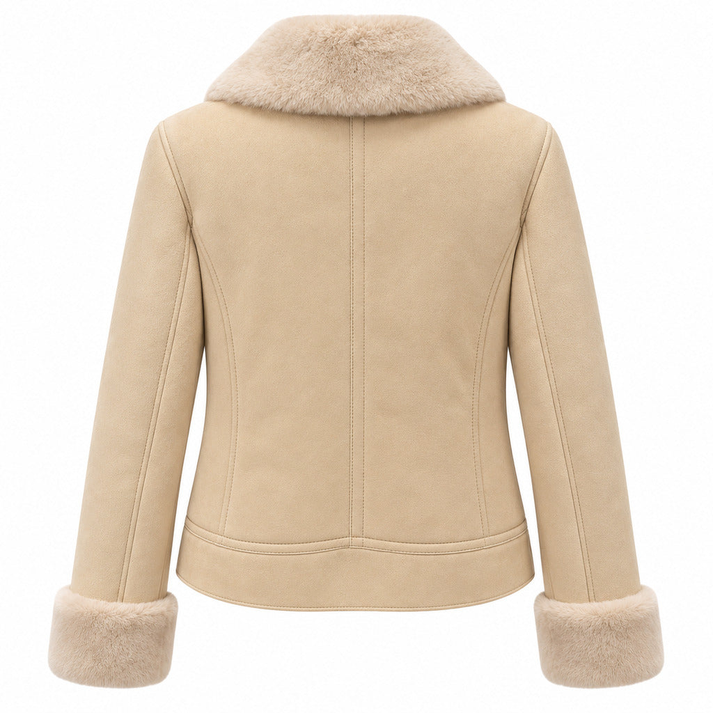 dolce & gabbana - giacca beige con pelliccia