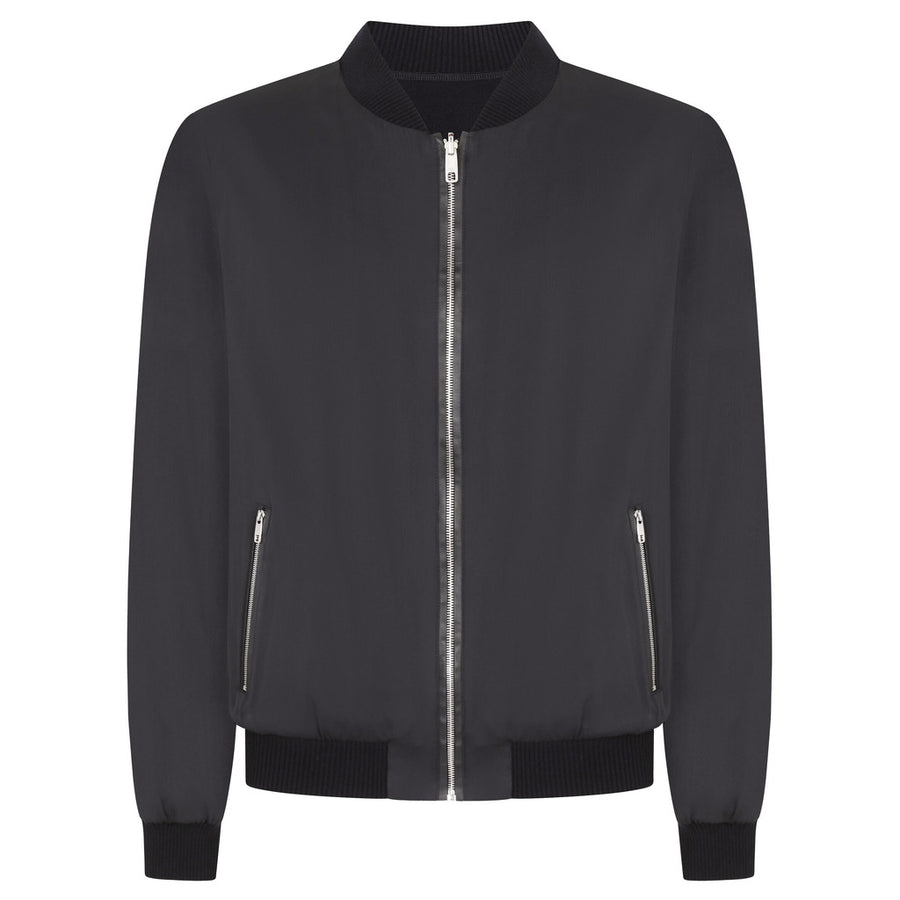 Dolce & Gabbana – black zip-front bomber jacket – flat front view with ribbed trim