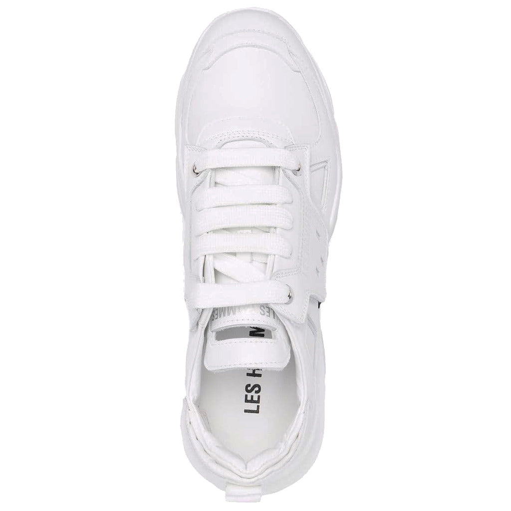 Les Hommes – Low-Top Trainers in White Calfskin – overhead view showing laces and insole