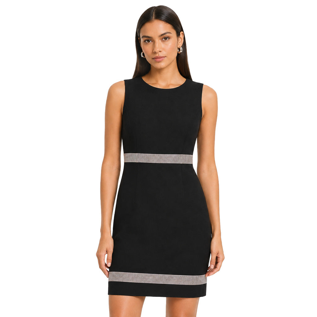 Dolce & Gabbana – black sleeveless crystal dress – front view worn by model