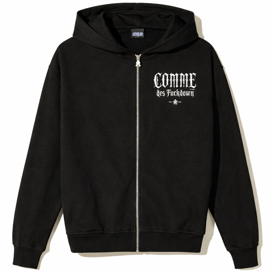 Comme Des Fuckdown Rhinestone-Print Zip Hoodie