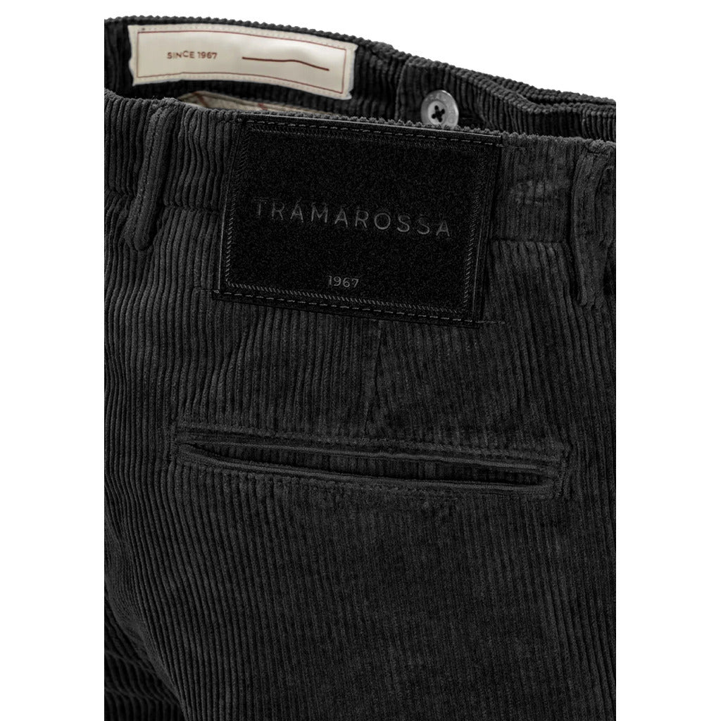 Tramarossa – Alberto Cotton Velvet Chino Pants – close-up of black back pocket and label