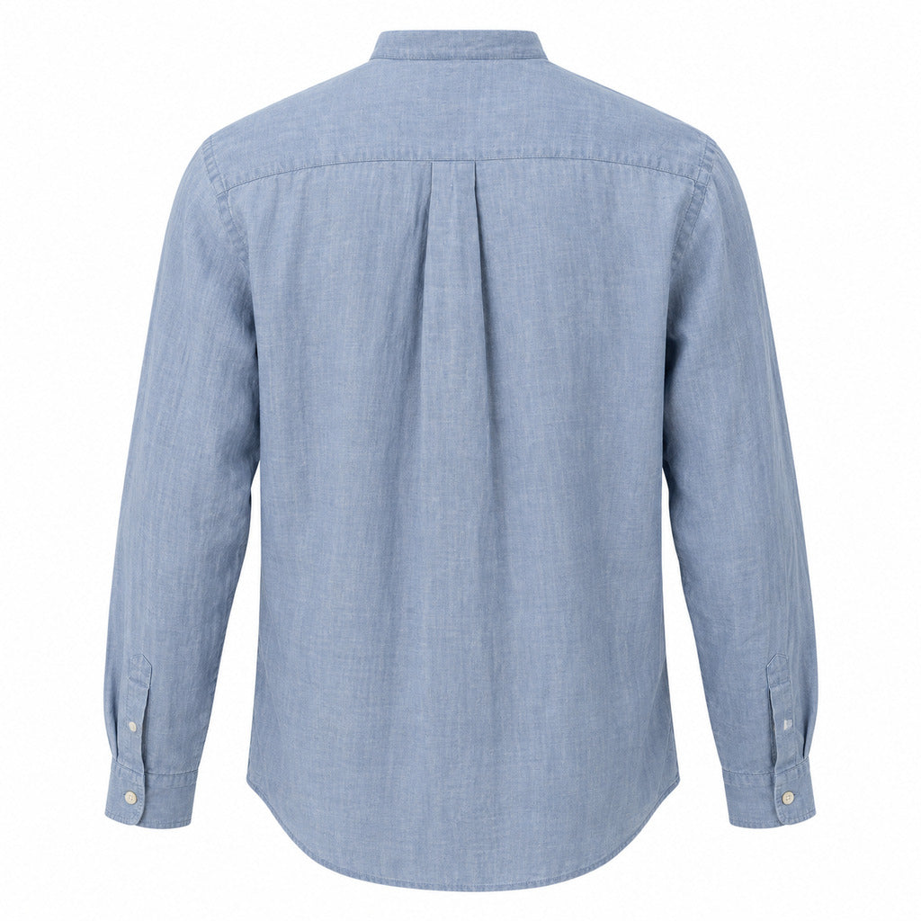 Tod'S – Long-Sleeved Mandarin-Collar Polo – flat back view with centre pleat
