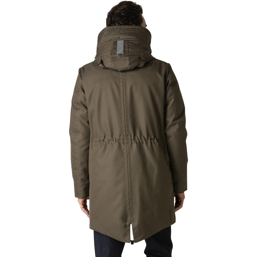 Peuterey – Kasa SL military green fur-lined down parka – rear view showing hood and cinched waist