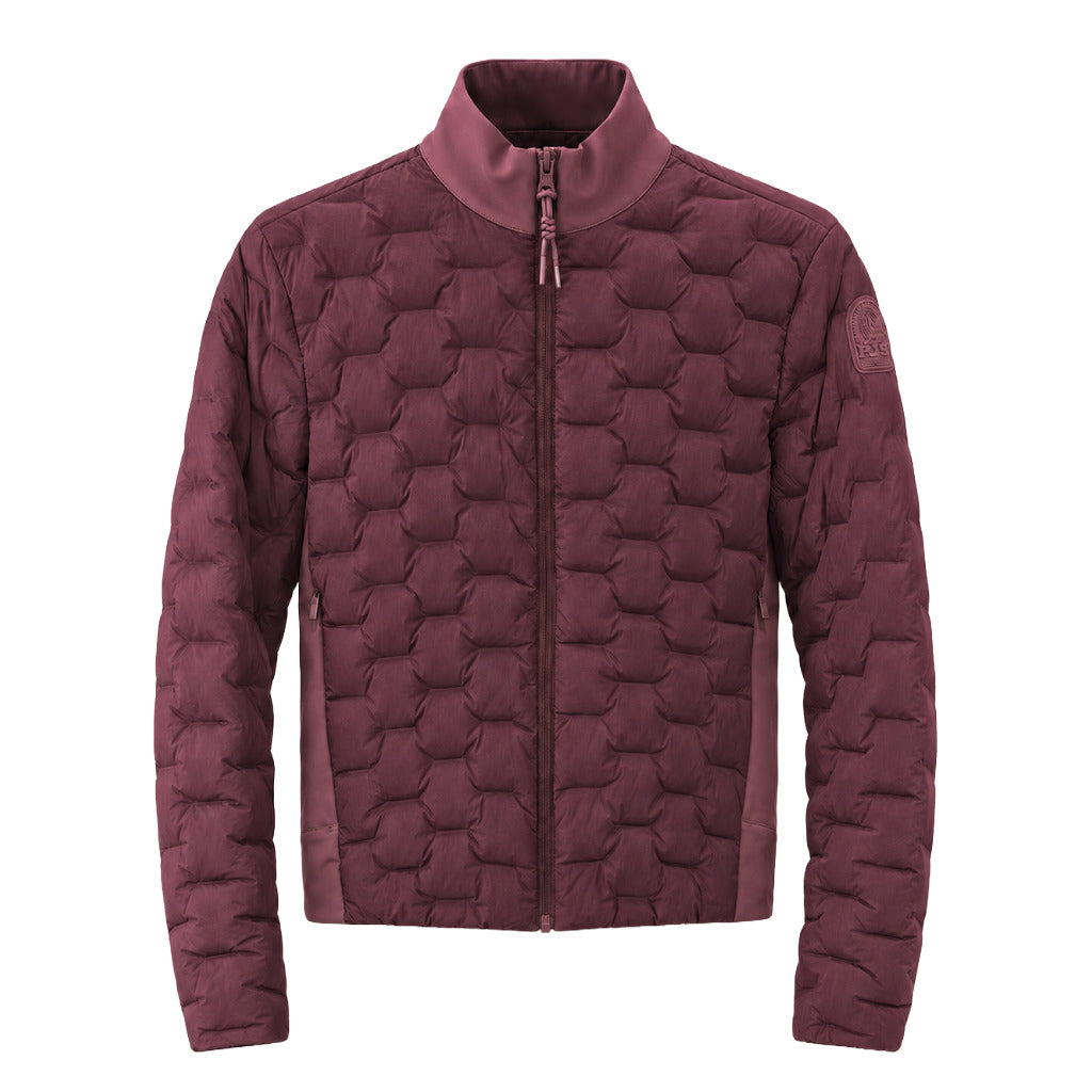 Parajumpers – Sindou burgundy quilted jacket – front packshot showing stand collar and zip closure