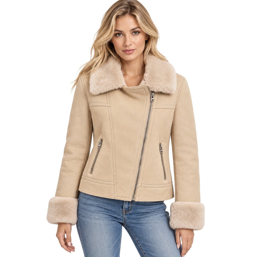 dolce & gabbana - giacca beige con pelliccia