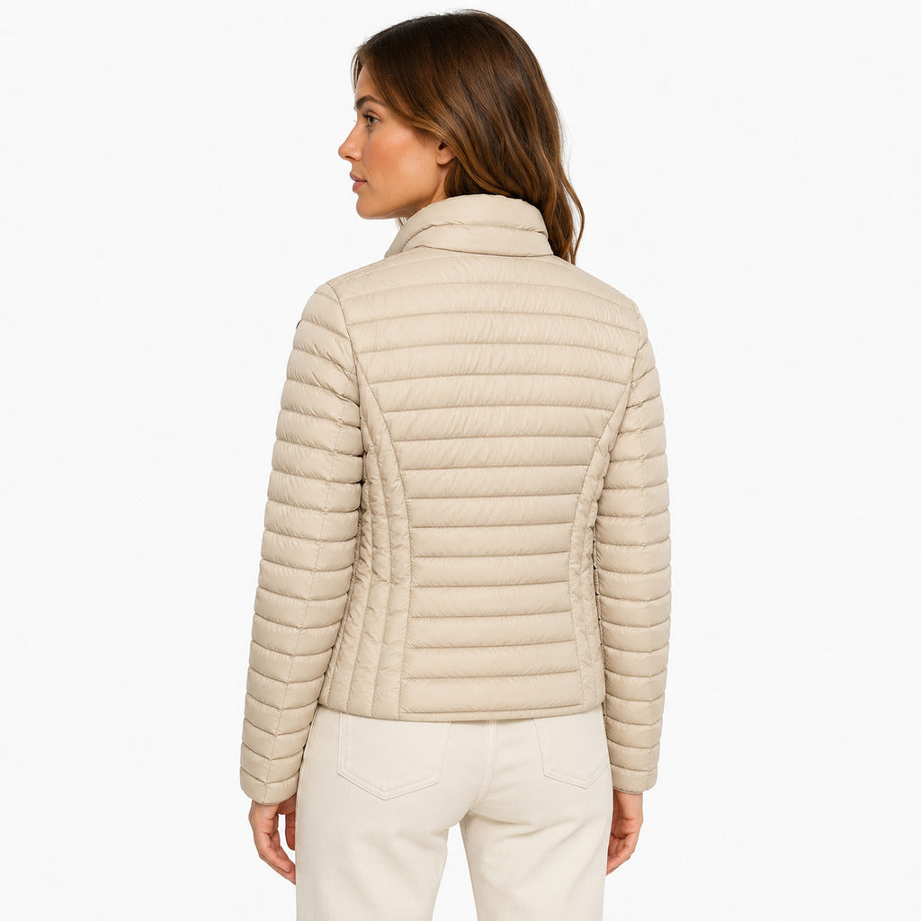 Parajumpers – Geena beige down jacket – rear three-quarter view worn by a model