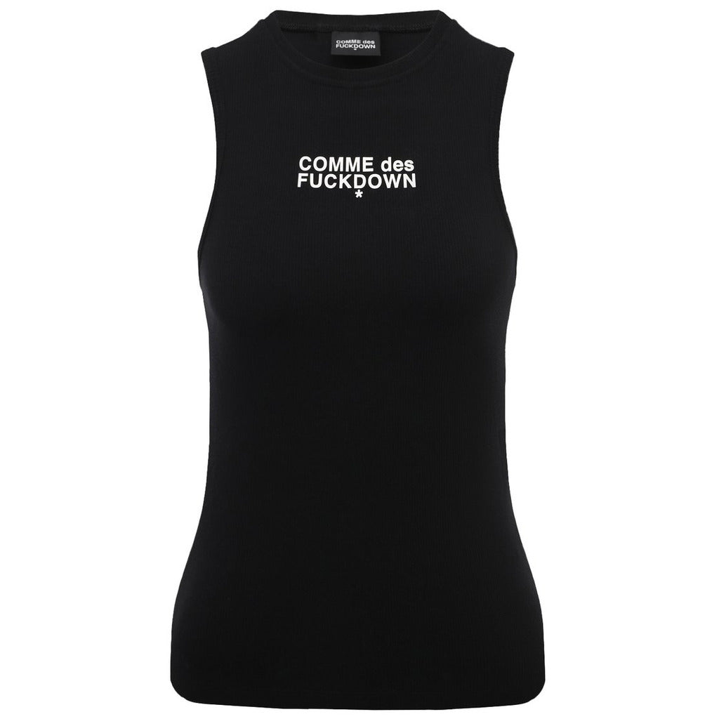 Comme Des Fuckdown Black Ribbed Cotton Tank Top