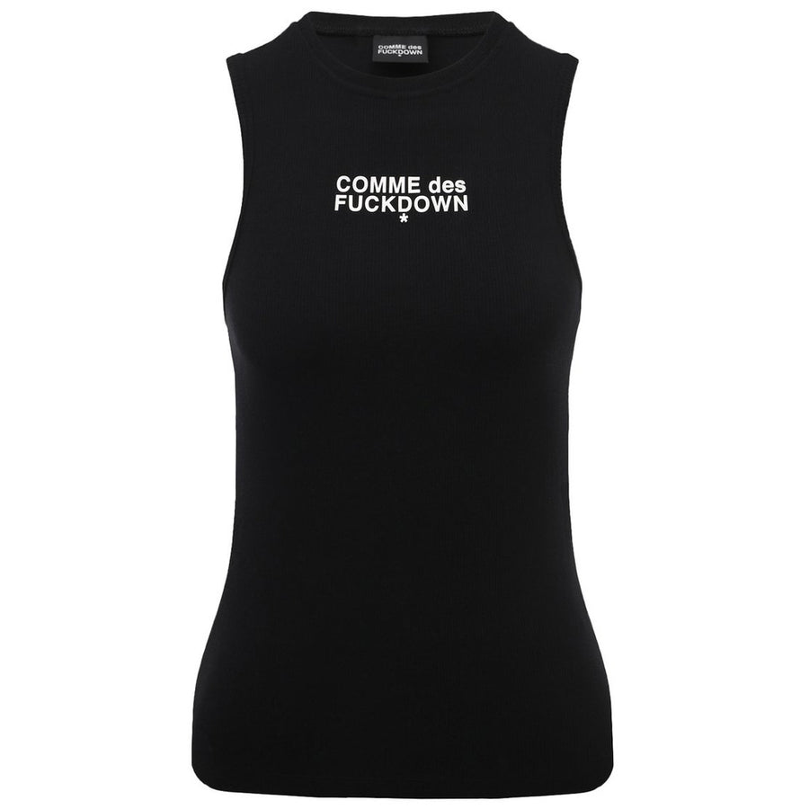 Comme Des Fuckdown Black Ribbed Cotton Tank Top