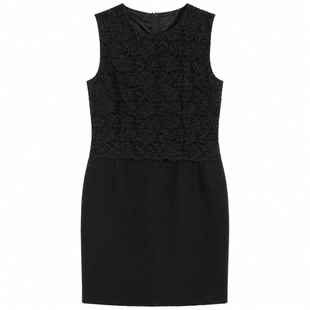 Dolce & Gabbana – black lace mini dress – front view, sleeveless with textured bodice