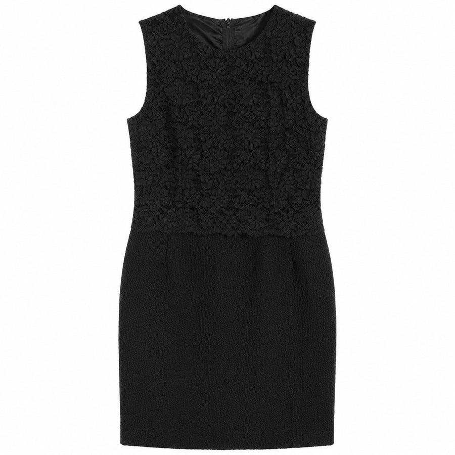 Dolce & Gabbana – black lace mini dress – front view, sleeveless with textured bodice