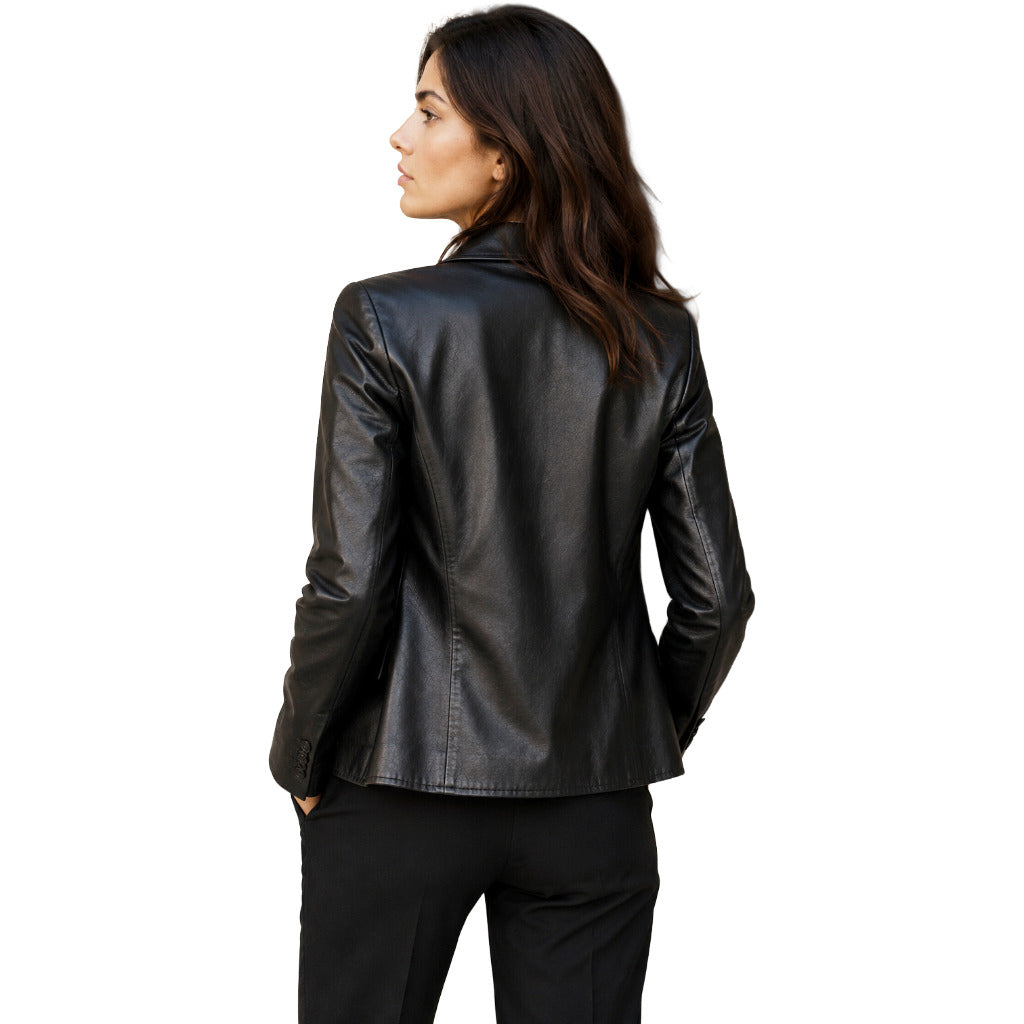 Dolce & Gabbana – black calfskin jacket – back view worn by model