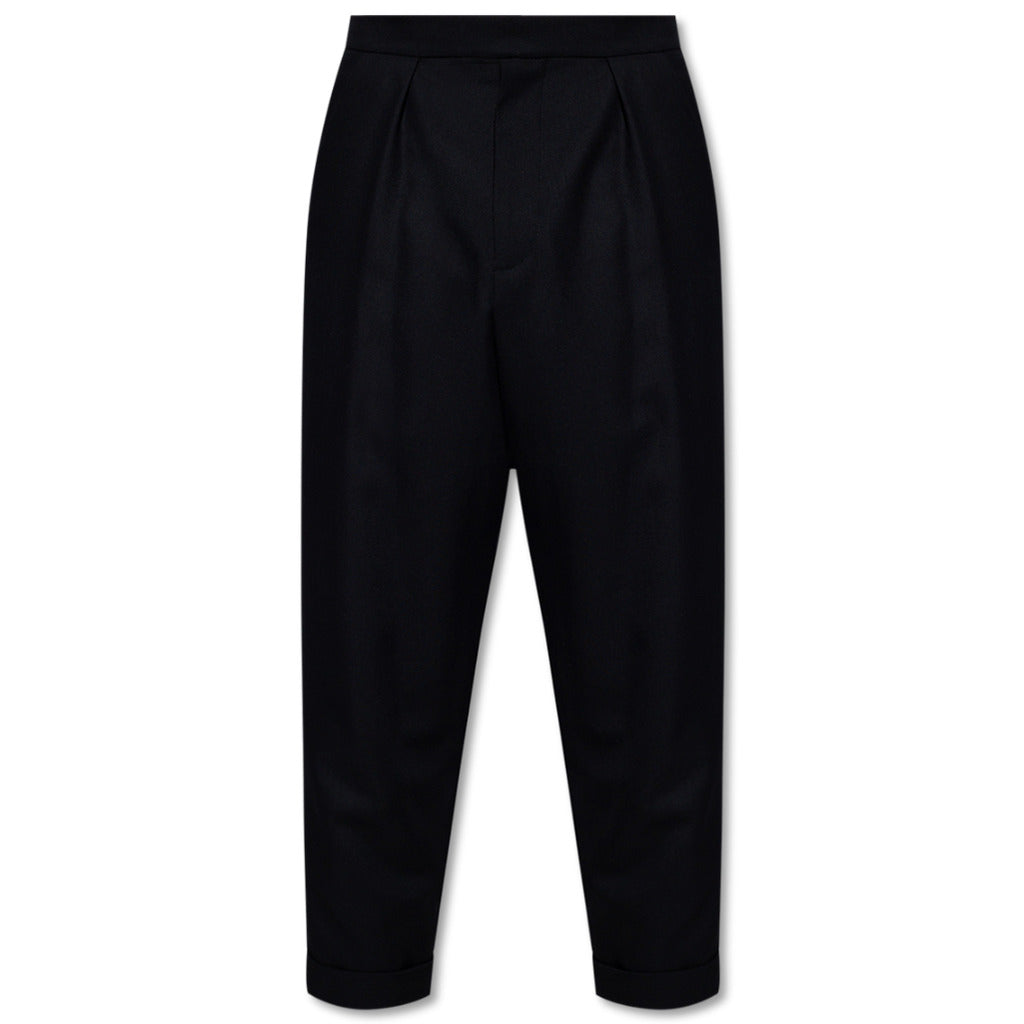 Balmain – black cotton trousers – front flat lay on white background