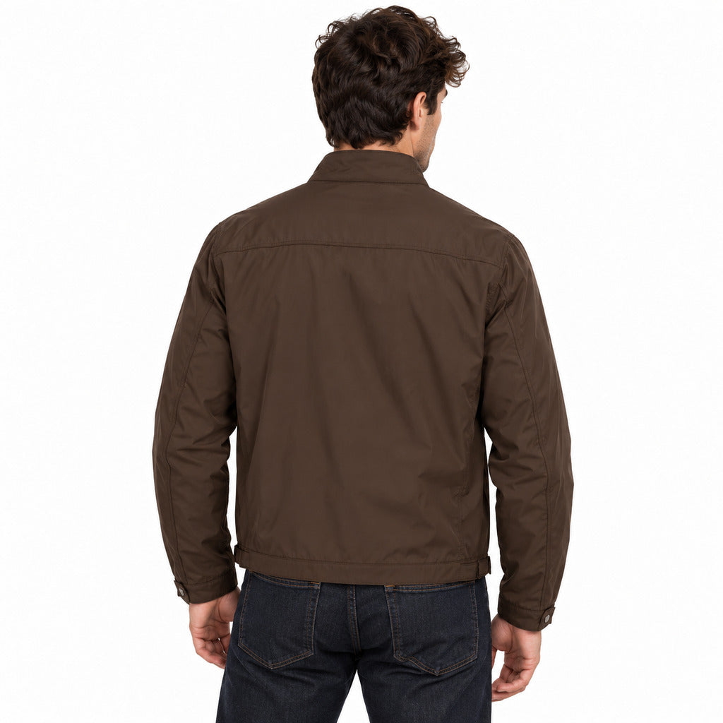 Moorer – Vangi Leather Jacket – model wearing it from behind with dark jeans
