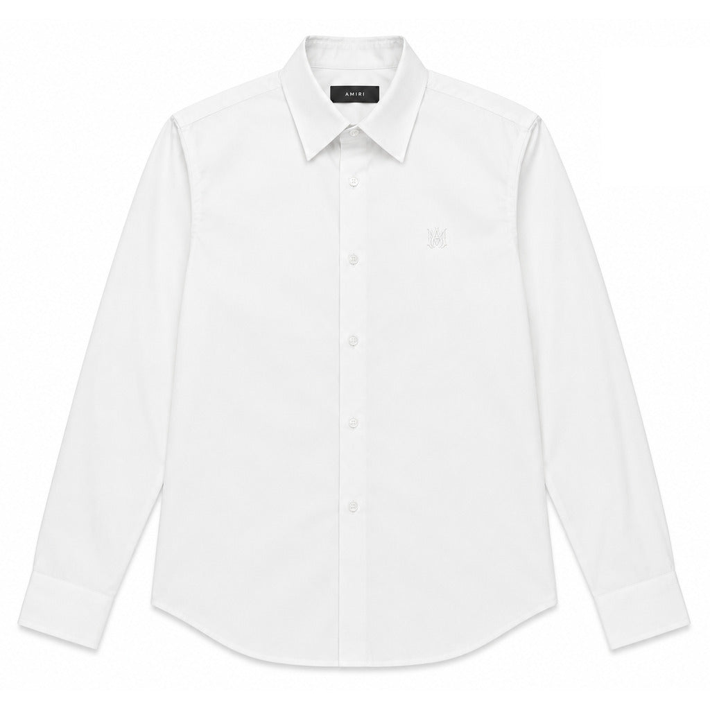 Amiri – white cotton shirt – front flat packshot with chest logo