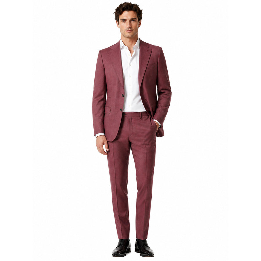 Ermenegildo Zegna Tessuto – purple pinstripe suit – full front view worn with white shirt