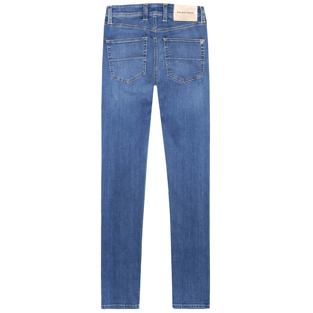 Tramarossa – Michelangelo Zip Jeans in Washed Blue – back flat packshot showing two rear pockets