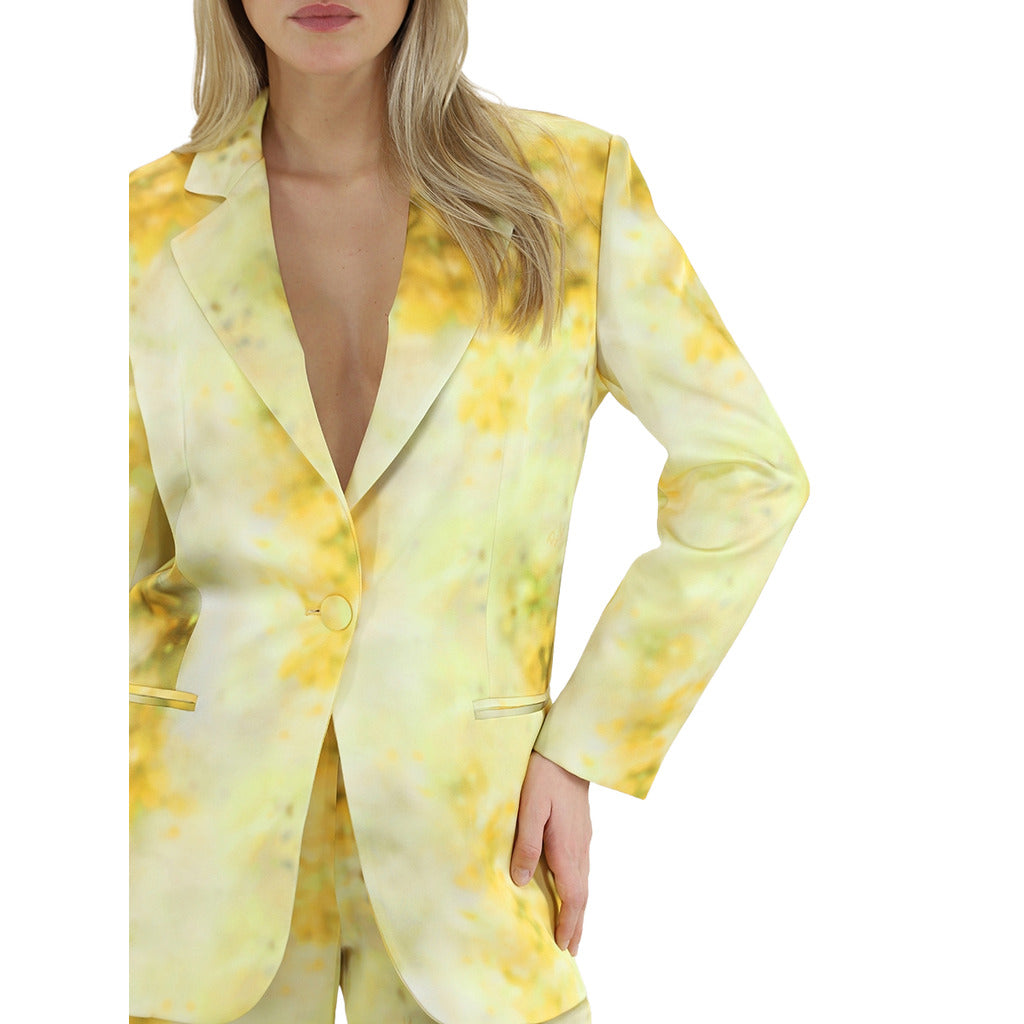 Pinko Yellow Floral Satin Blazer
