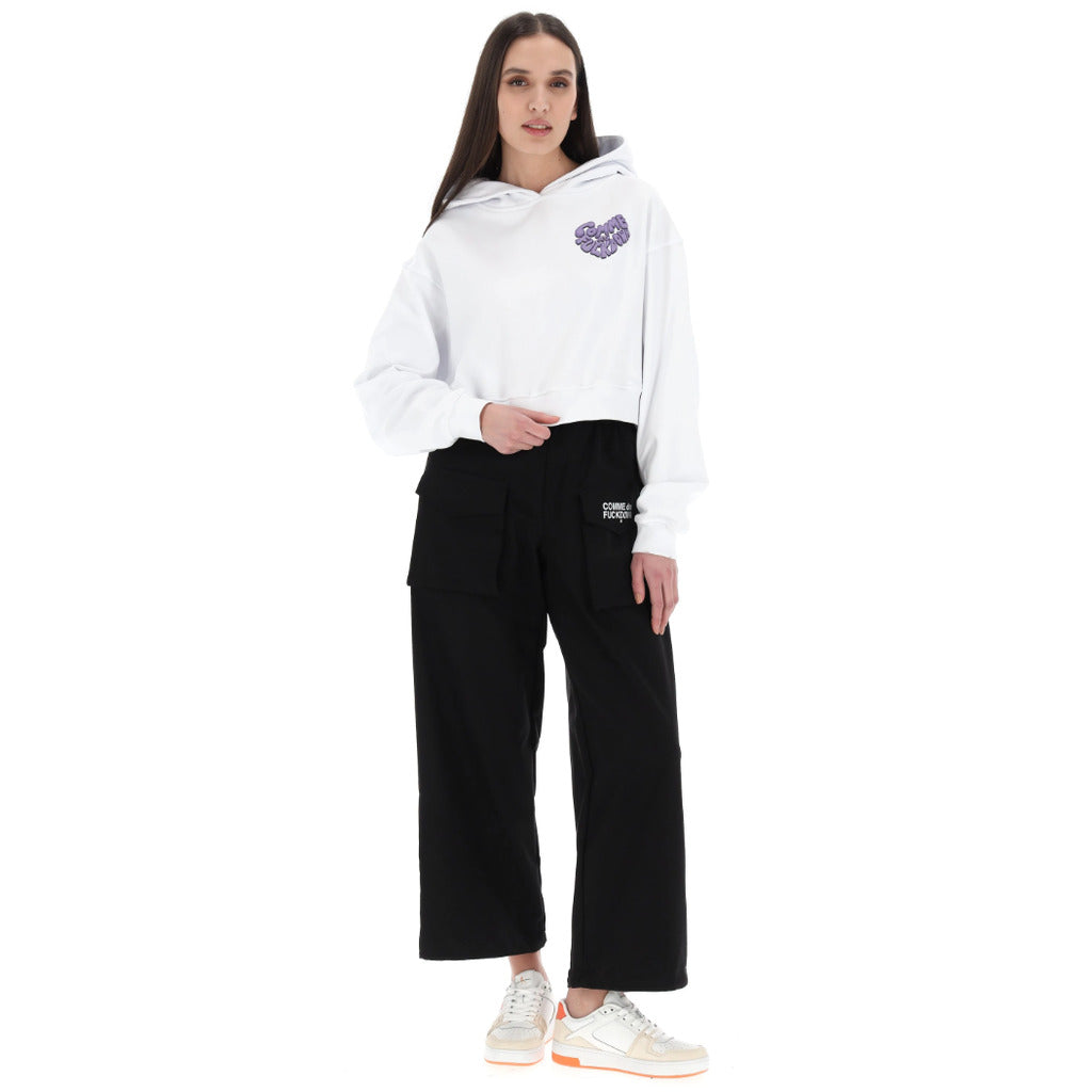 Comme Des Fuckdown Cropped Hoodie in White