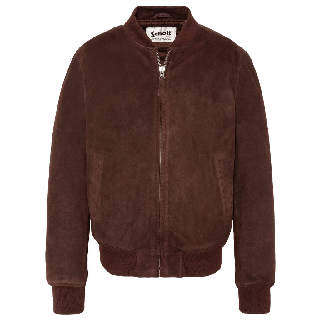 Schott Nyc – GOAT SUEDE CASUAL BOMBER JACKET – Brown front view