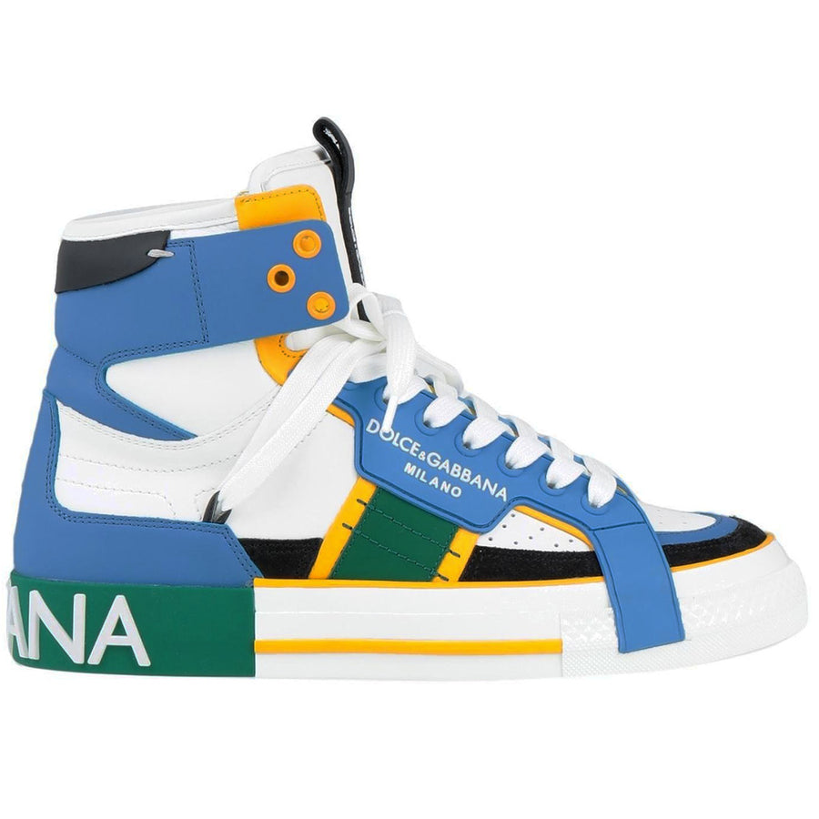 Dolce & Gabbana High-Top Sneakers in Multicolor Calfskin
