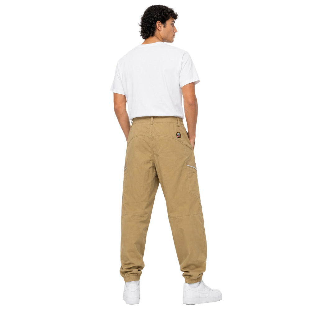 Parajumpers – khaki cotton-blend cargo trousers – back view with small logo patch and elastic cuffs