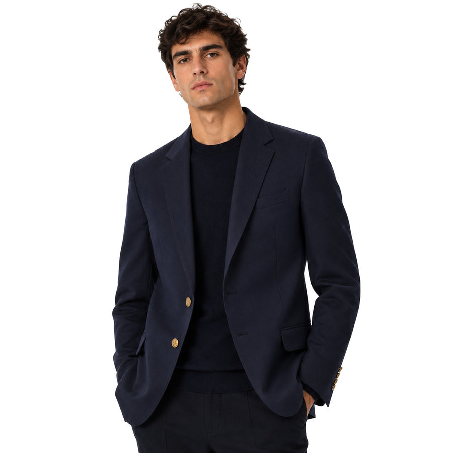 Dolce & Gabbana – blue single-breasted jacket – front view worn with dark trousers