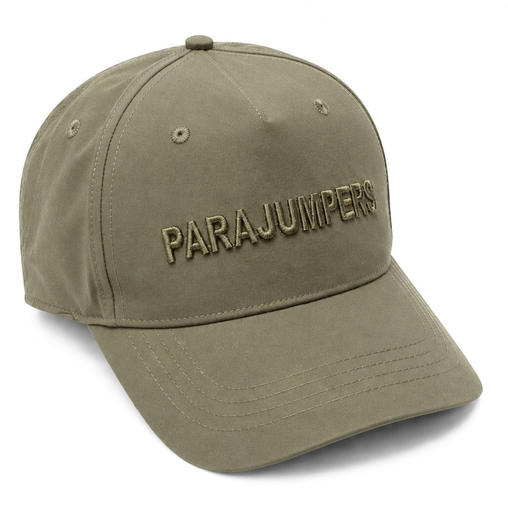 Parajumpers – Slate Mud green cap – front three-quarter view with embroidered branding
