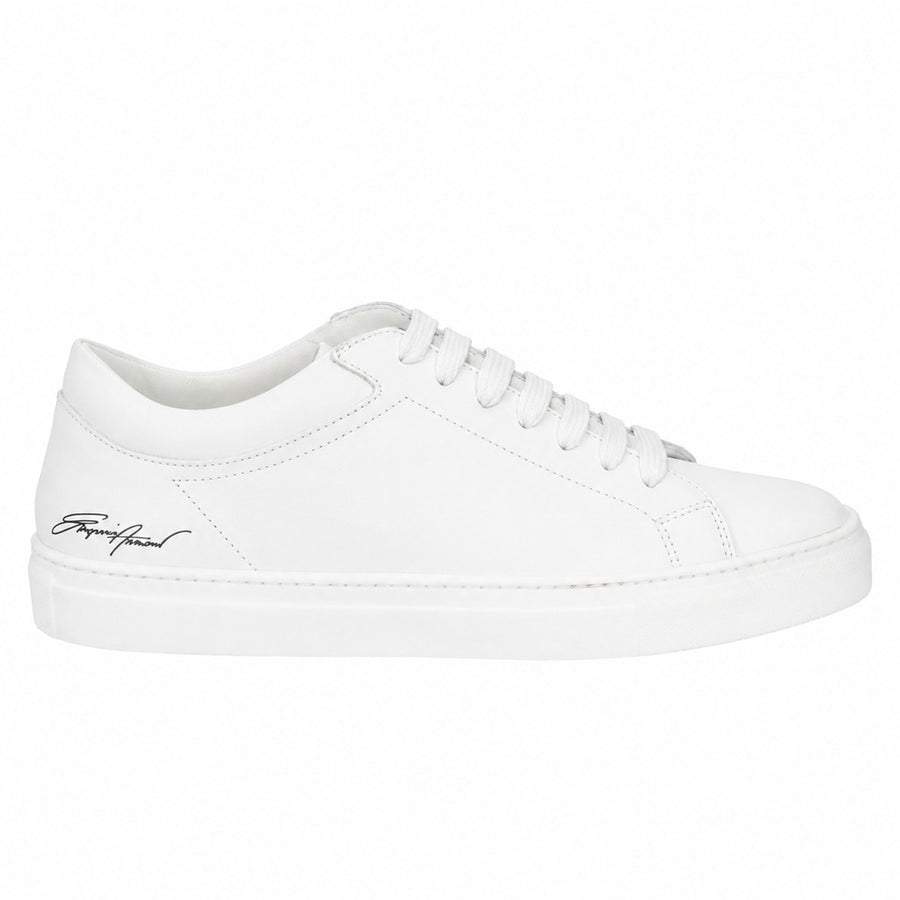 Emporio Armani – white calfskin sneakers – side profile on a white background