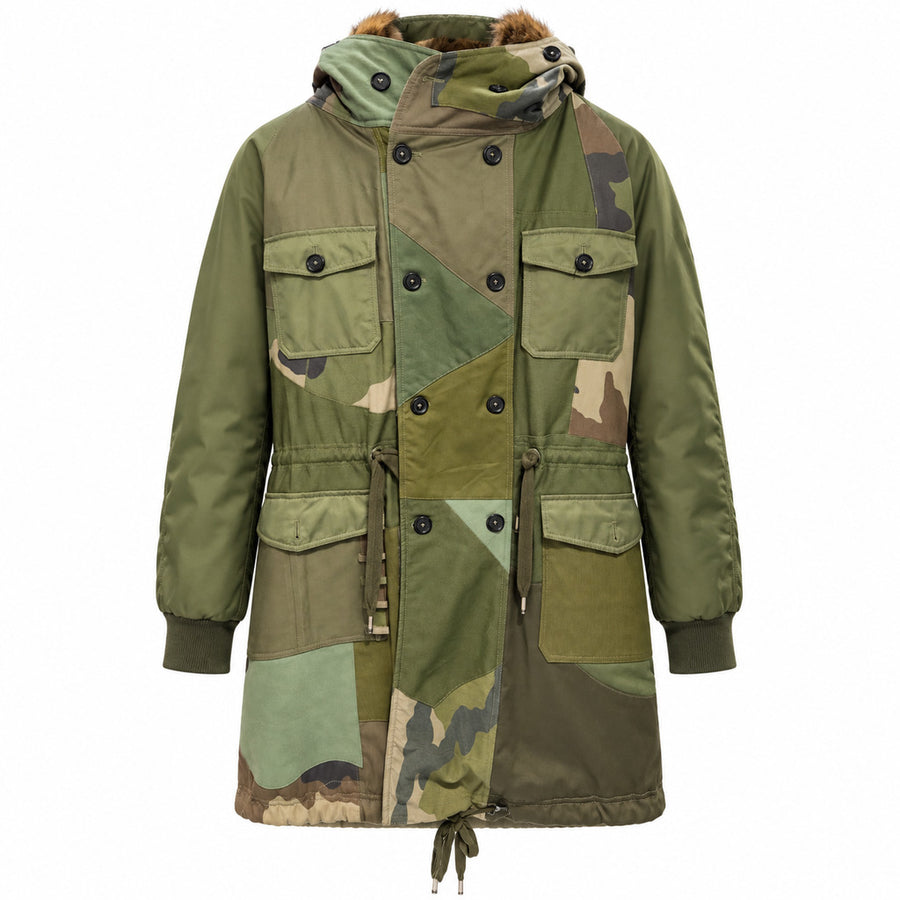 Dolce & Gabbana – green camouflage parka with fur-trimmed hood – front product view