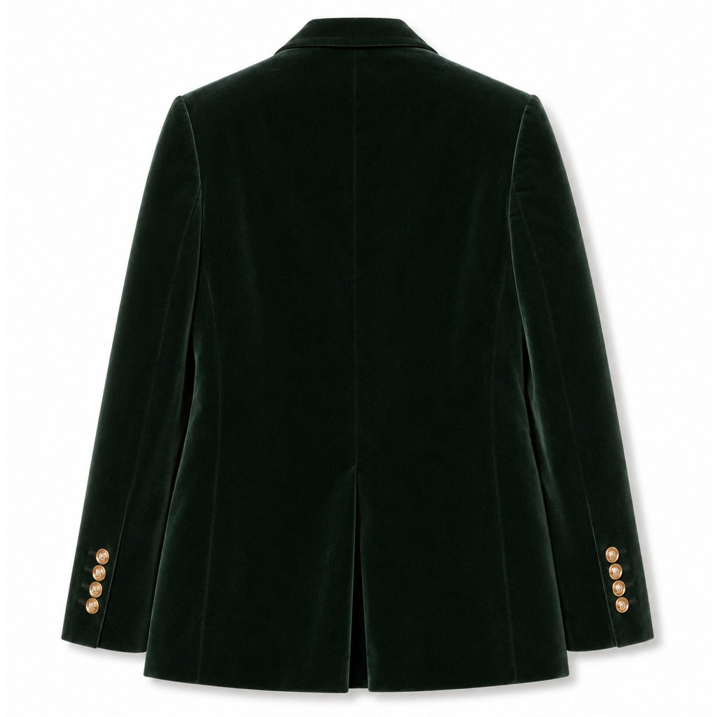 Dolce & Gabbana – green velvet double-breasted jacket – back view with centre seam and vent