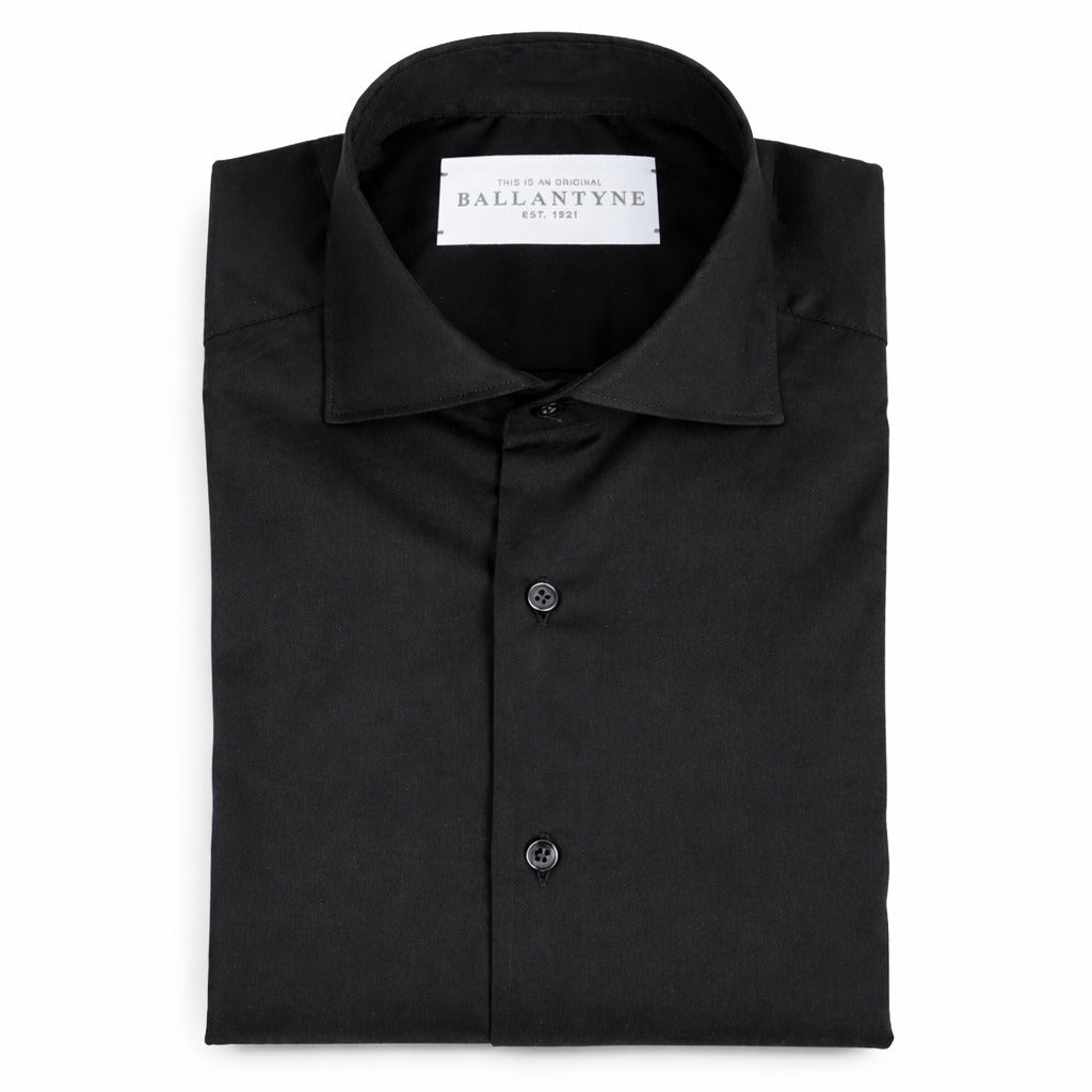 Ballantyne – Cotton Shirt in Black – folded front with visible label