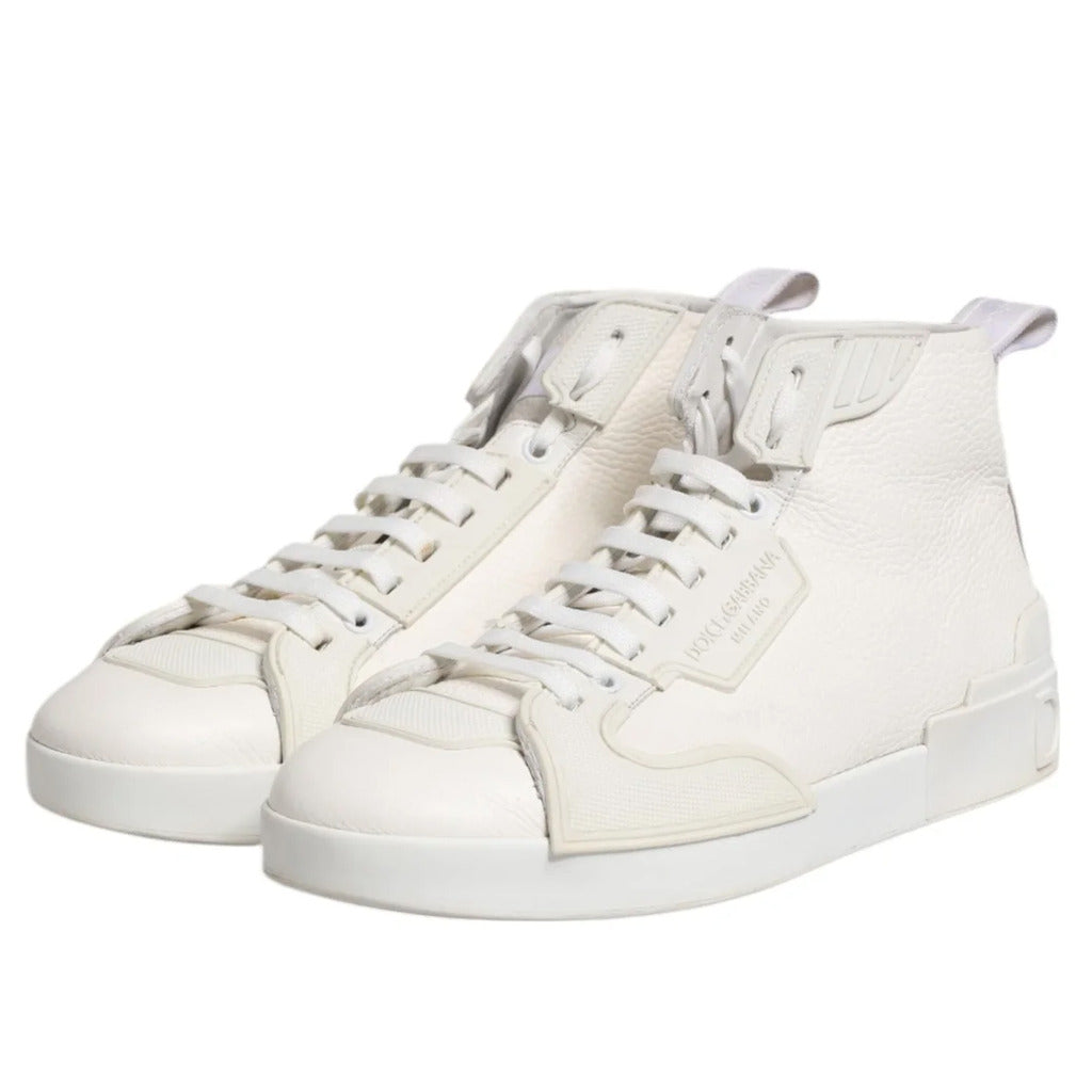 Dolce & Gabbana – white calfskin high-top sneakers – pair shown from a front three-quarter angle