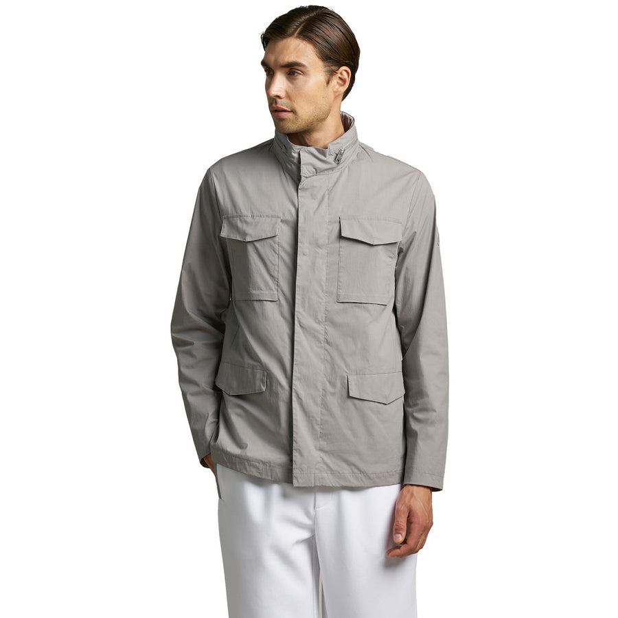 People Of Shibuya – Sensei Jacket – Model wearing grey jacket with white trousers