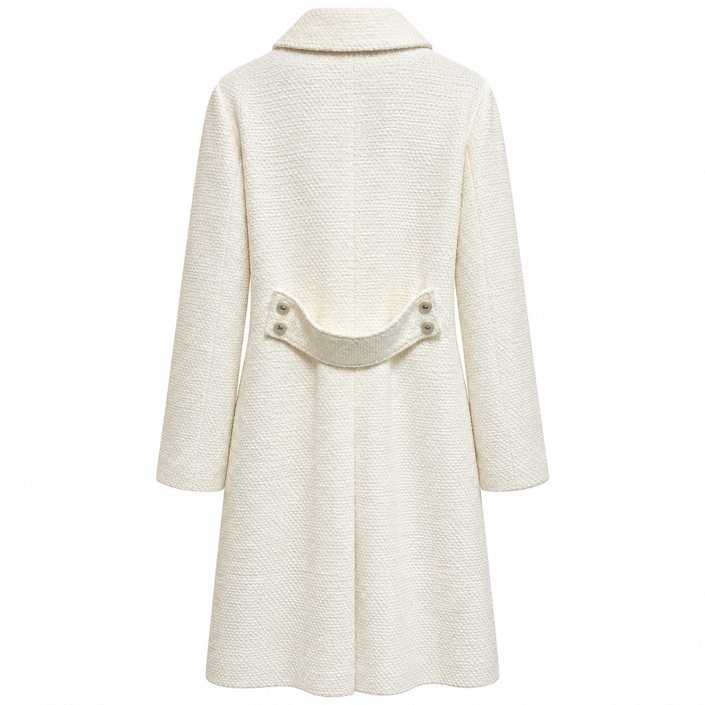 Dolce & Gabbana – white camel hair coat – back view with curved buttoned waist detail