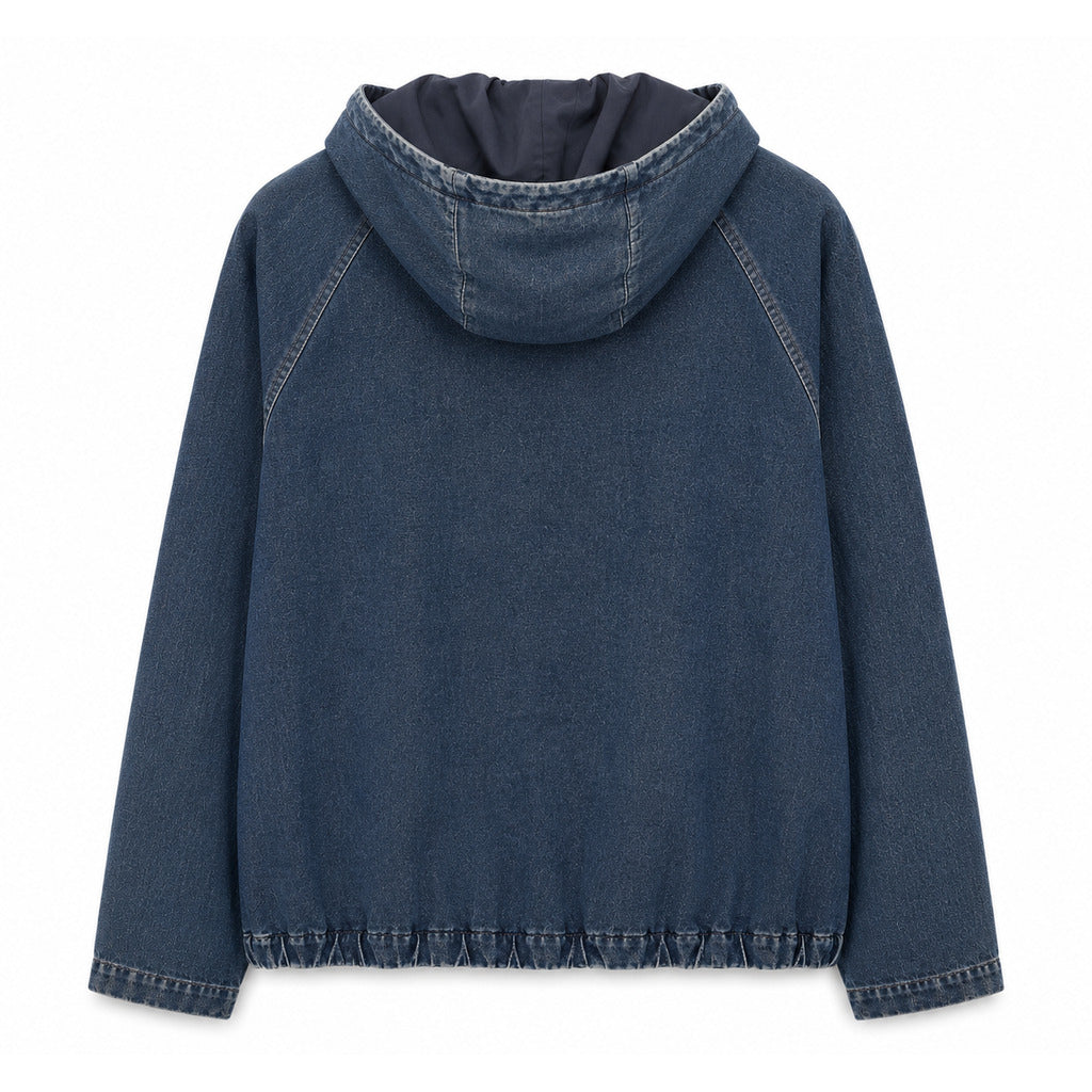 Dolce & Gabbana – blue denim hooded jacket – rear packshot showing hood and raglan seams