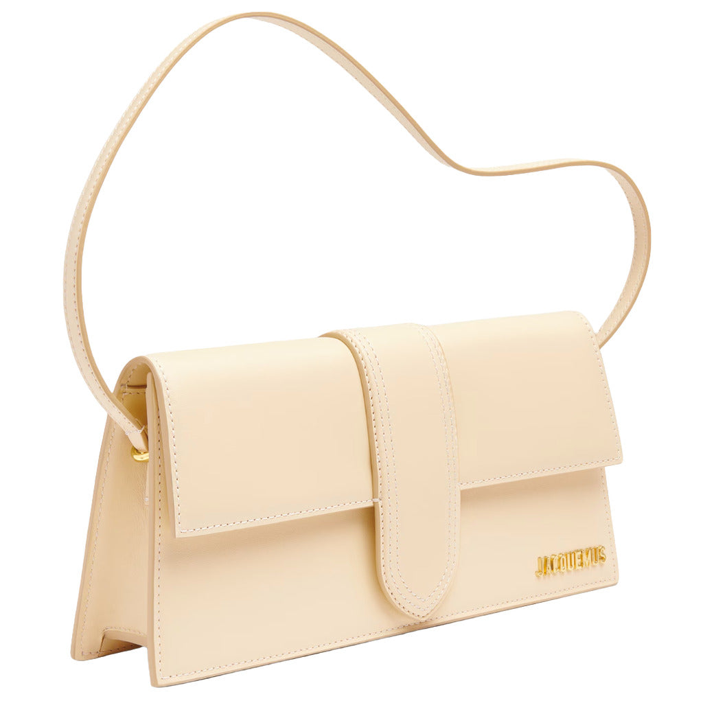 Jacquemus – Le Bambino Long beige calfskin shoulder bag – angled front view