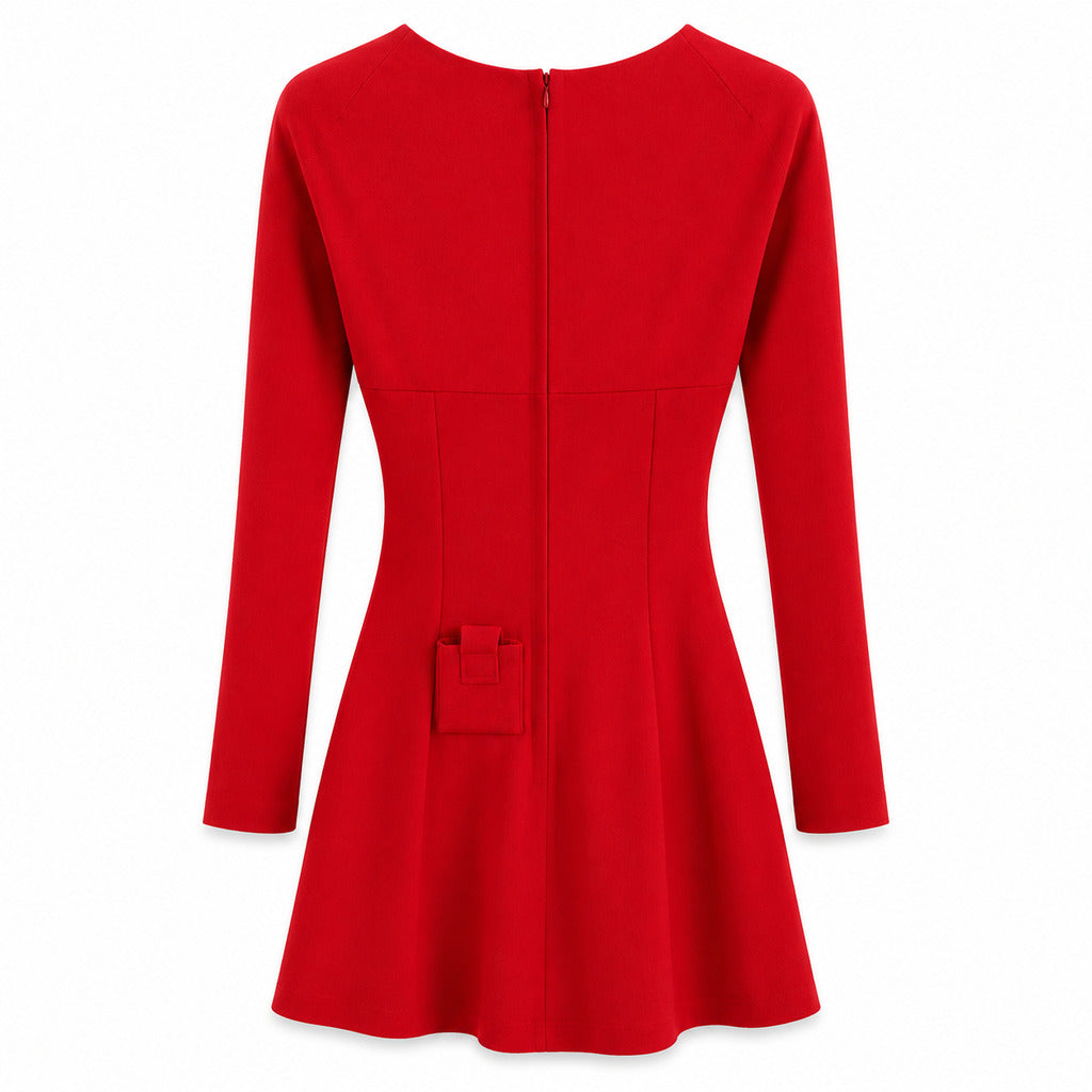 Dolce & Gabbana – red cut-out dress – back flat lay showing zipper