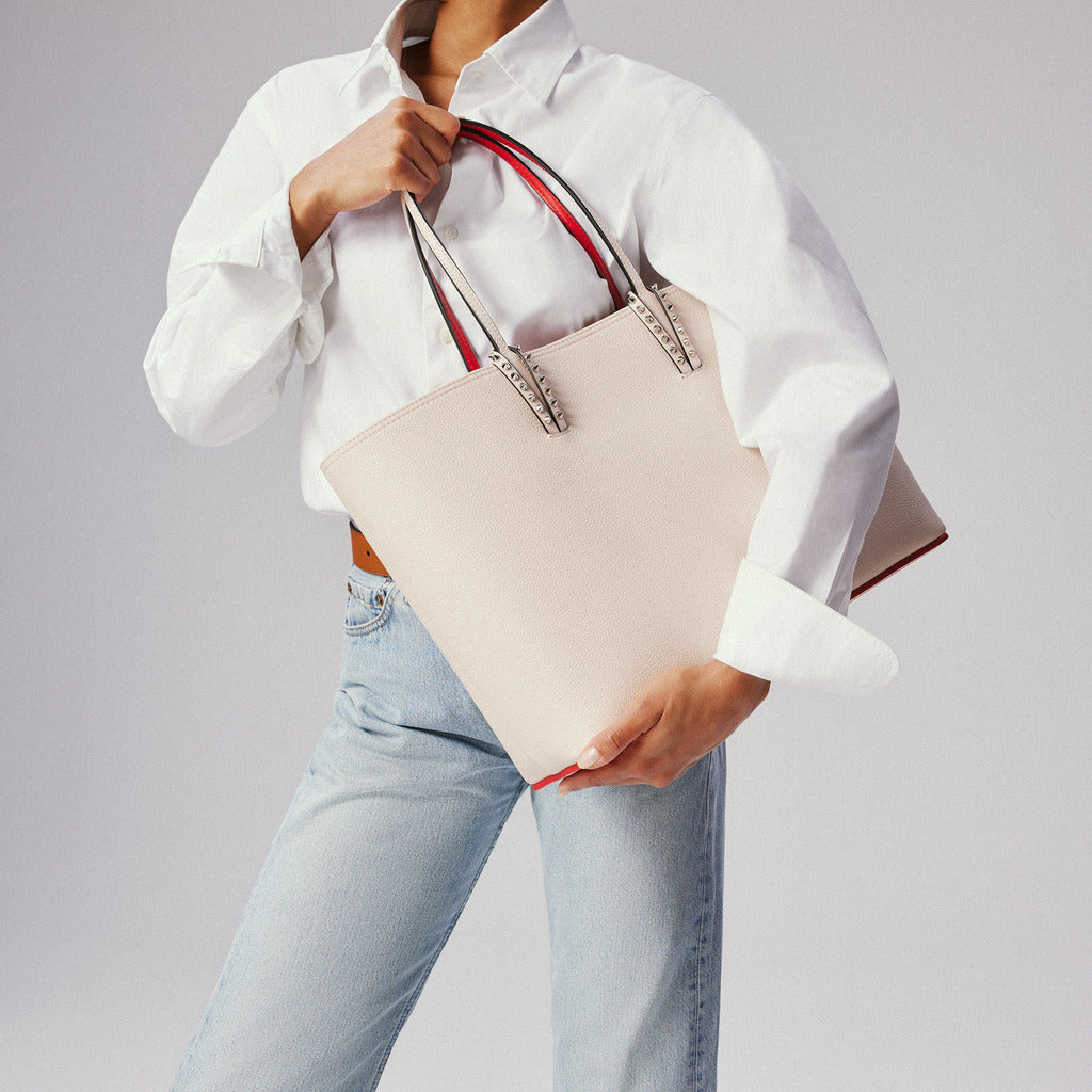 Christian Louboutin Cabata Large Tote Bag in Beige Calfskin