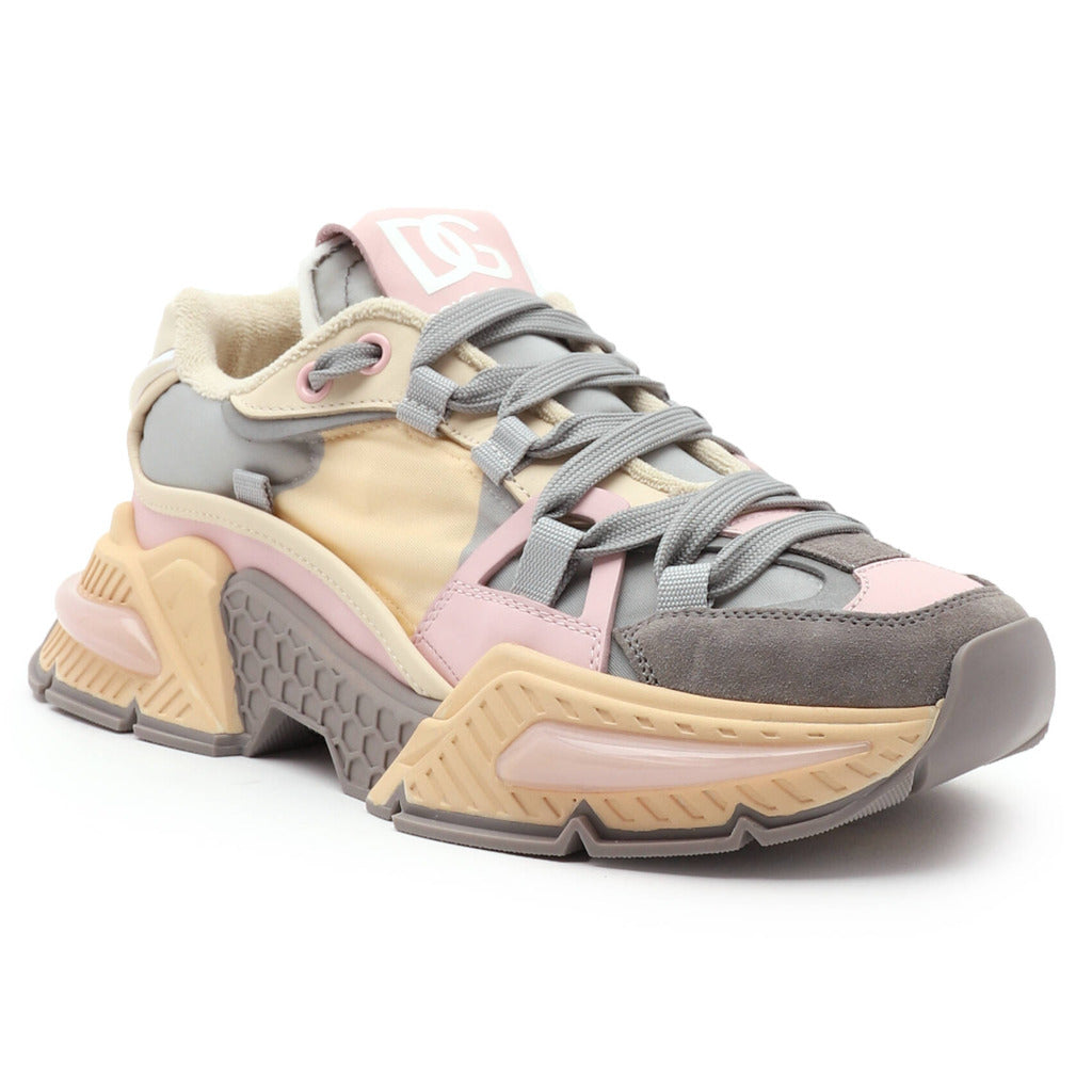 Dolce & Gabbana – beige D-Sink Airmaster sneakers – front three-quarter view showing grey laces