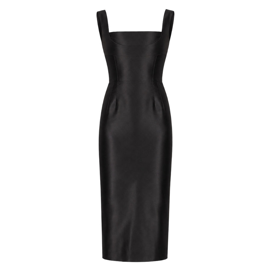 Dolce & Gabbana – black fitted strappy dress – front view on white background