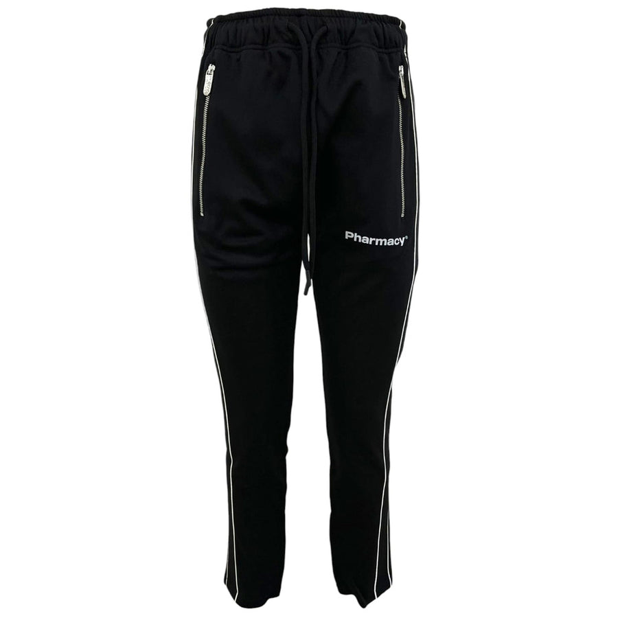 Pharmacy Industry – Triacetate Trousers – Front view in black with zipped pockets and white piping