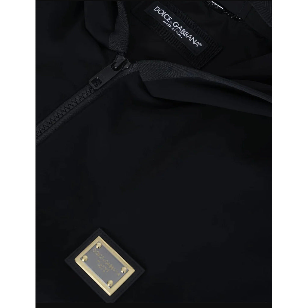Dolce & Gabbana – black hooded waistcoat – close-up of zipper, inner label and chest plaque