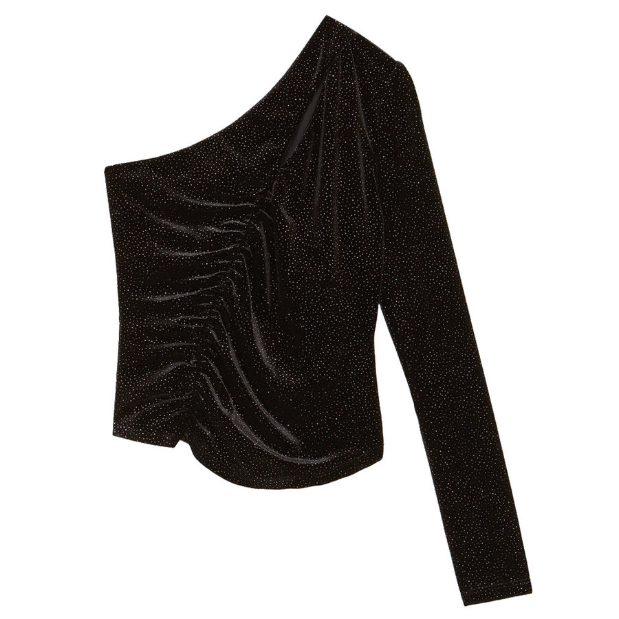 Patrizia Pepe One-Shoulder Glitter Sweater