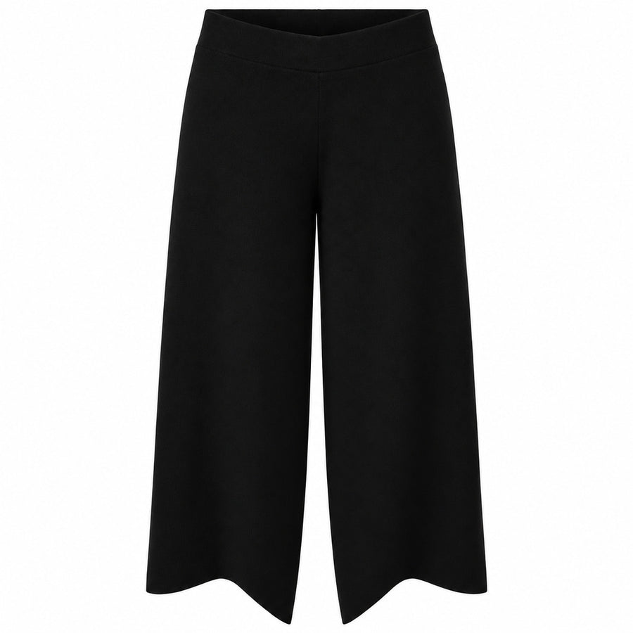 Anna Molinari – black straight-leg knit trousers – front flat lay