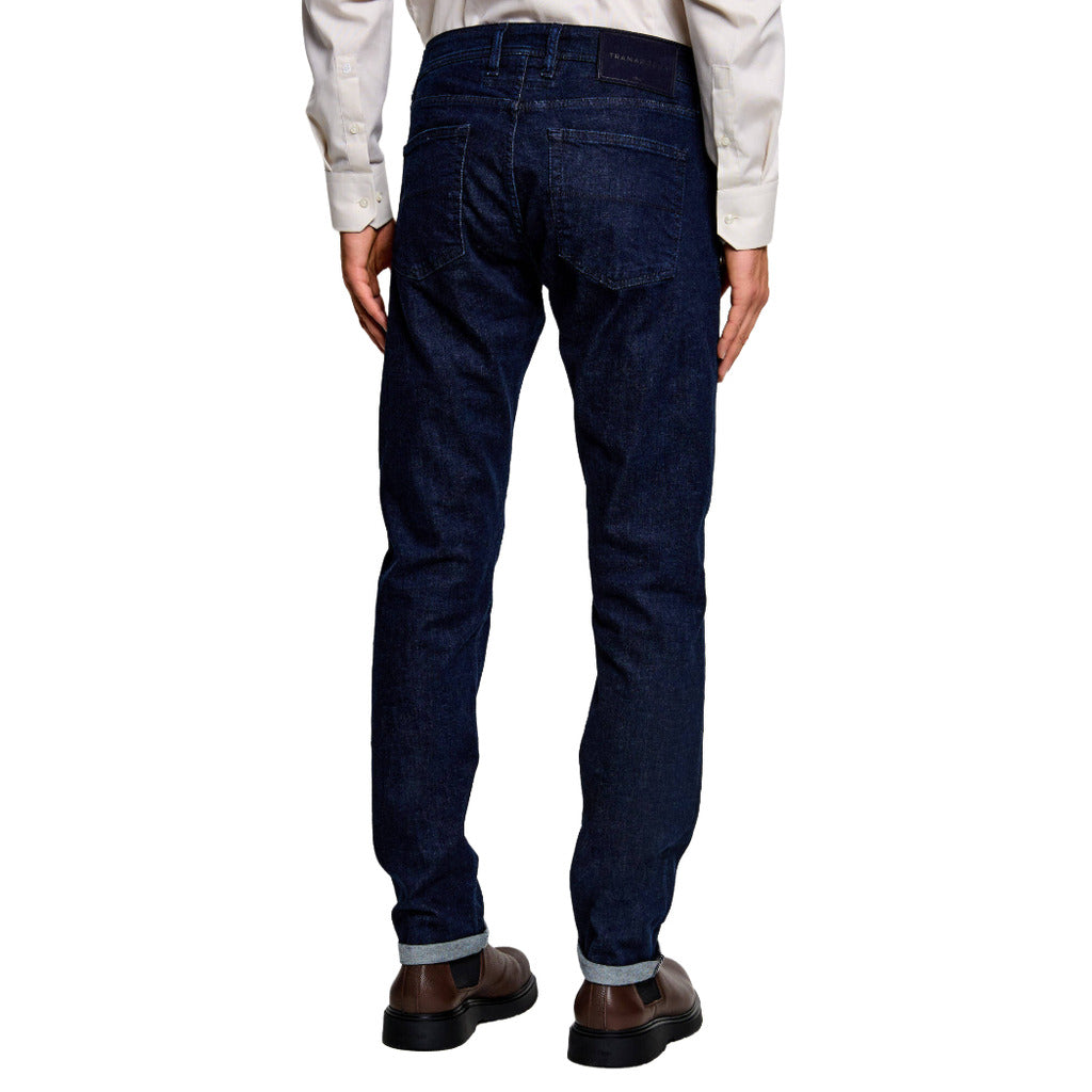 Tramarossa – Michelangelo Blue Raw R-Elax Jeans – back view worn with two rear pockets visible