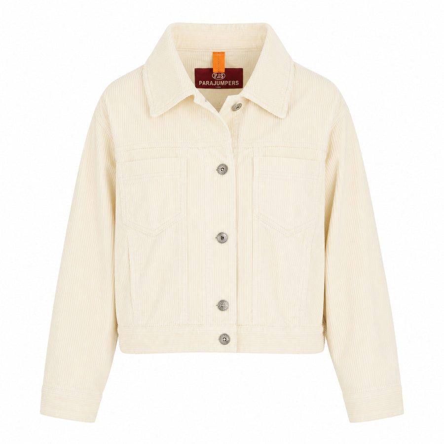 Parajumpers – Paola beige cotton jacket – front flat-lay with corduroy texture