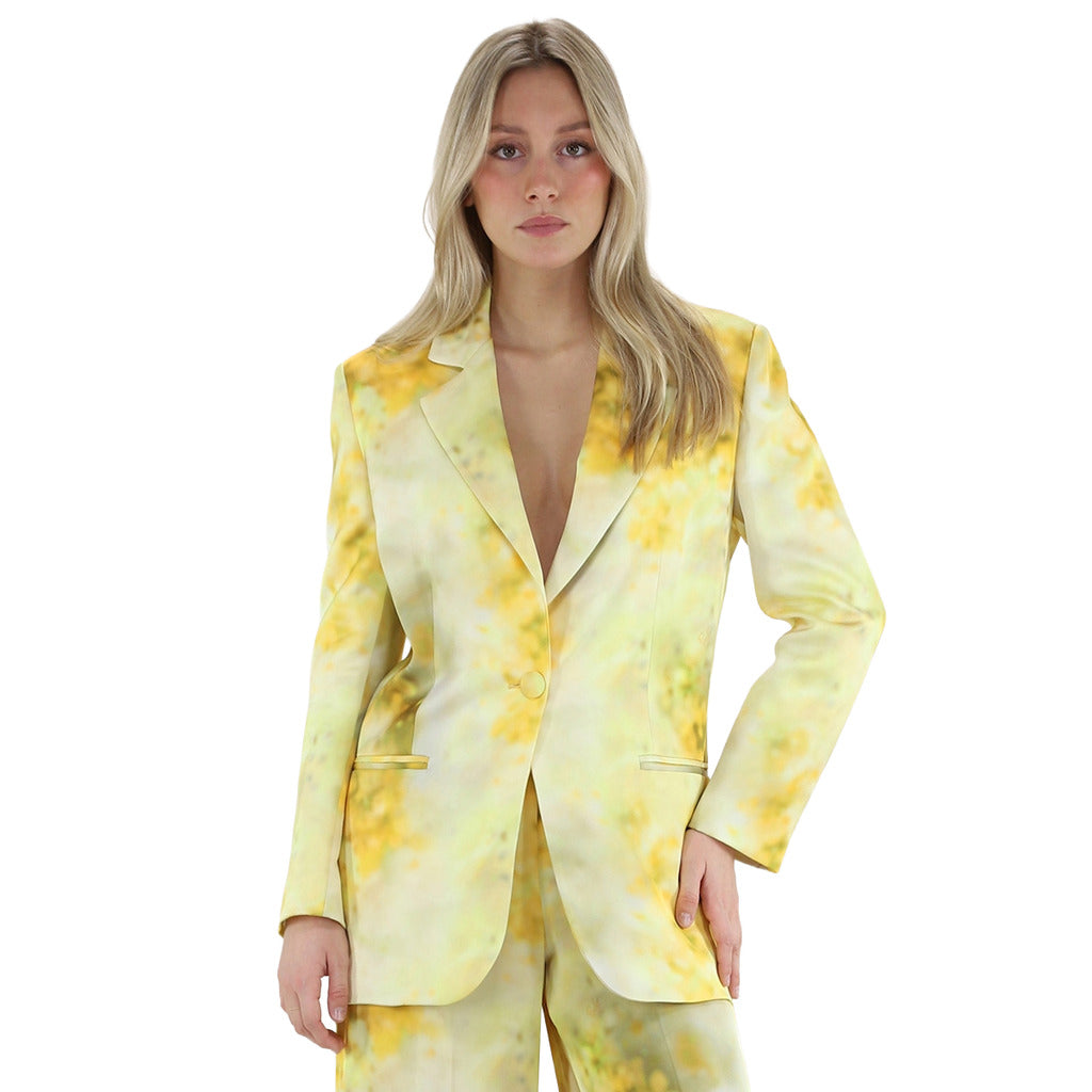 Pinko Yellow Floral Satin Blazer