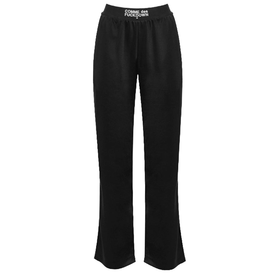 Comme Des Fuckdown – Satin Pants – Flat black front view