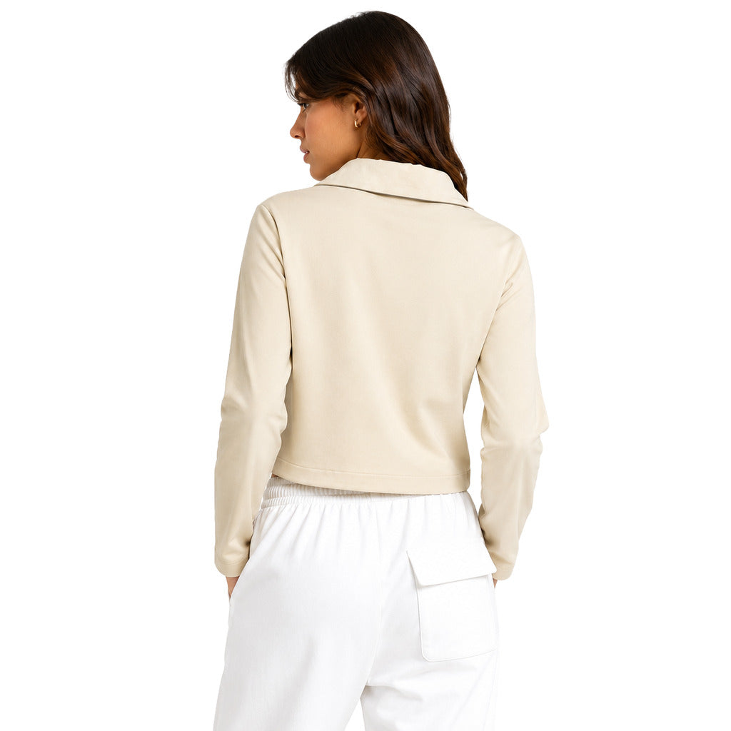 Parajumpers – Jelka beige cropped sweatshirt – back view worn by model